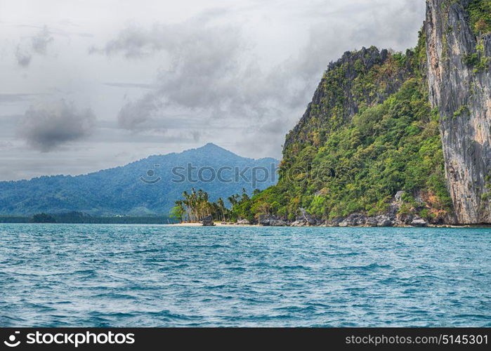 blur in philippines a view from boat and the pacific ocean islands background