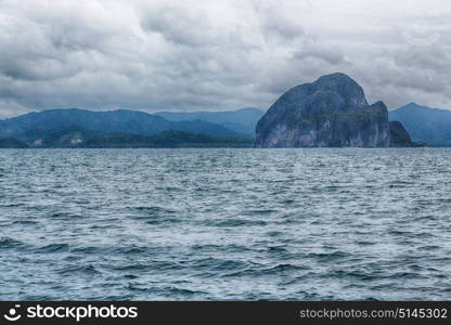 blur in philippines a view from boat and the pacific ocean islands background