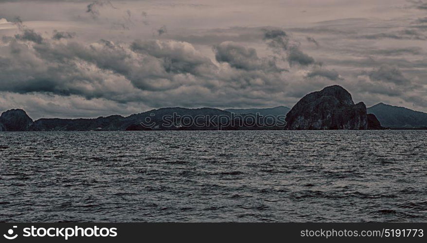 blur in philippines a view from boat and the pacific ocean islands background