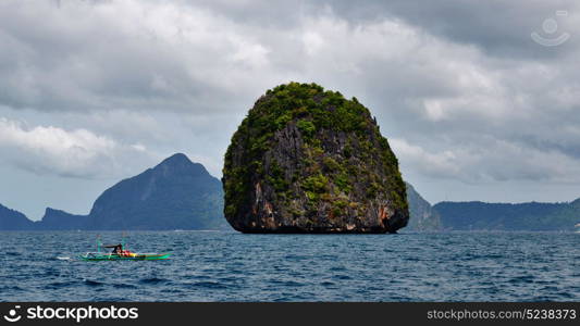 blur in philippines a view from boat and the pacific ocean islands background