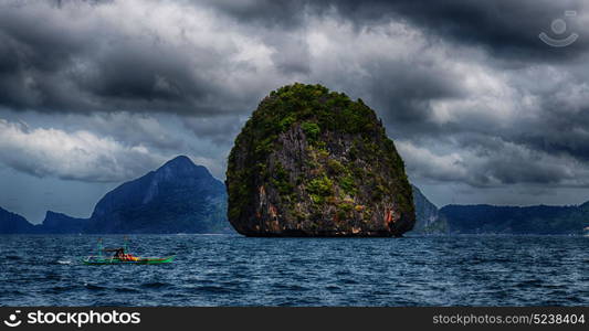 blur in philippines a view from boat and the pacific ocean islands background