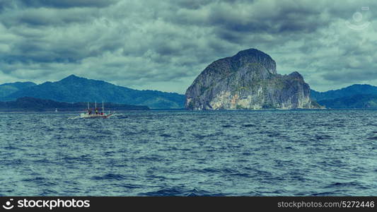 blur in philippines a view from boat and the pacific ocean islands background