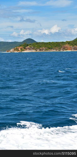 blur in philippines a view from boat and the pacific ocean mountain background