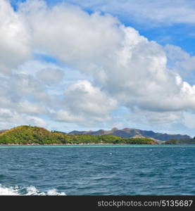 blur in philippines a view from boat and the pacific ocean mountain background