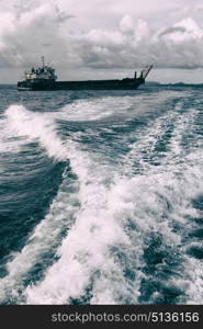 blur in philippines a view from boat and the pacific ocean mountain background