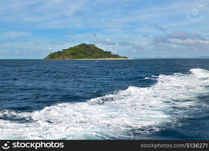 blur in philippines a view from boat and the pacific ocean mountain background