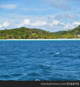 blur in philippines a view from boat and the pacific ocean mountain background