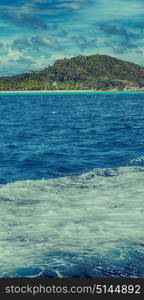 blur in philippines a view from boat and the pacific ocean mountain background