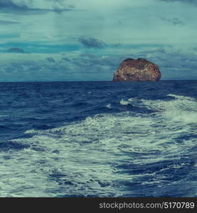 blur in philippines a view from boat and the pacific ocean mountain background