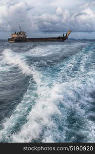 blur in philippines a view from boat and the pacific ocean mountain background