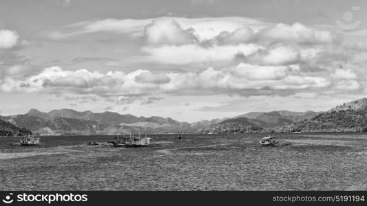 blur in philippines a view from boat and the pacific ocean mountain background