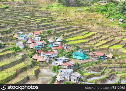 blur in philippines terrace field for coultivation of rice from banaue unesco site