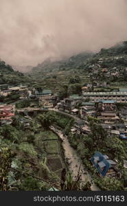 blur in philippines terrace field for coultivation of rice from banaue unesco site