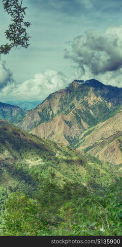 blur in philippines terrace field for coultivation of rice from banaue unesco site