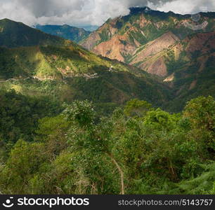 blur in philippines terrace field for coultivation of rice from banaue unesco site