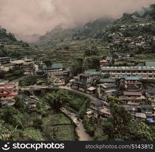 blur in philippines terrace field for coultivation of rice from banaue unesco site