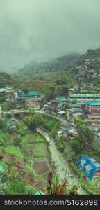 blur in philippines terrace field for coultivation of rice from banaue unesco site