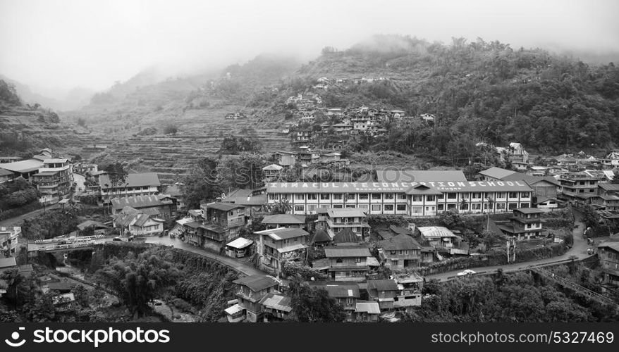 blur in philippines terrace field for coultivation of rice from banaue unesco site