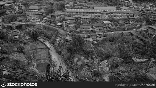 blur in philippines terrace field for coultivation of rice from banaue unesco site