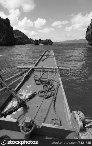 blur in philippines view of the island hill from the prow of a boat