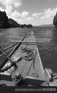 blur in philippines view of the island hill from the prow of a boat