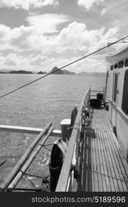 blur in philippines view of the island hill from the prow of a boat