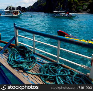 blur in philippines view of the island hill from the prow of a boat