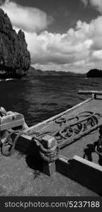 blur in philippines view of the island hill from the prow of a boat