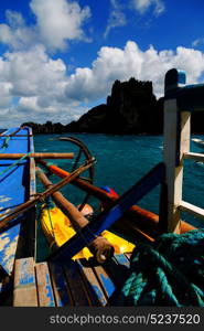 blur in philippines view of the island hill from the prow of a boat