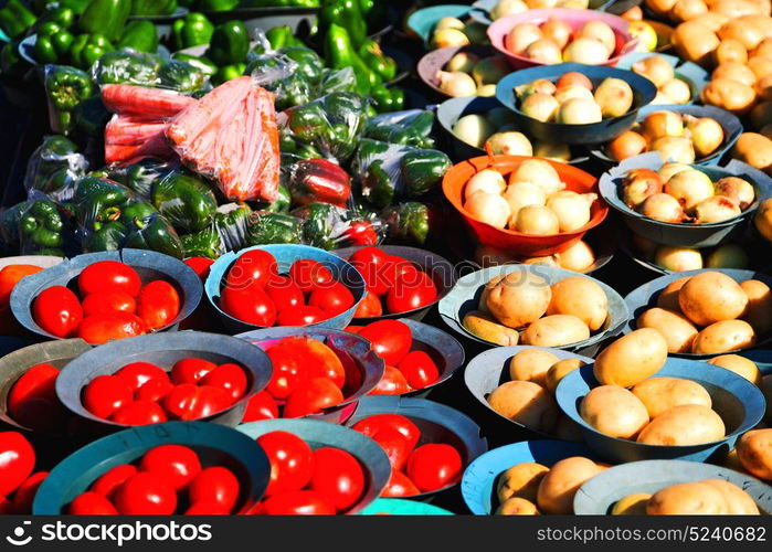 blur in south africa food market vegetables background in the natural light