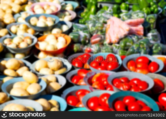 blur in south africa food market vegetables background in the natural light