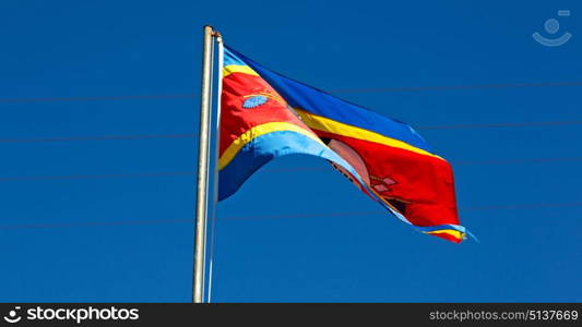 blur in swaziland waving flag and sky like abstracr concept