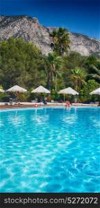 blur in turkey resort pool luxury vacation and background mountain