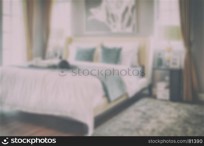 blur interior of classic style bedroom at home