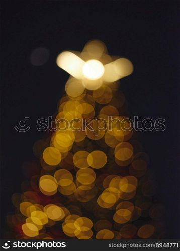 Blur light celebration on christmas tree with bokeh background