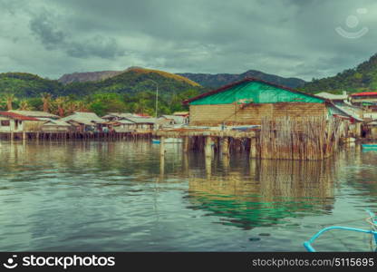 blur philippines house in the slum for poor people concept of poverty and degradations