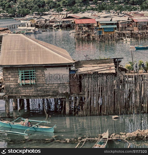 blur philippines house in the slum for poor people concept of poverty and degradations