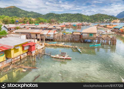 blur philippines house in the slum for poor people concept of poverty and degradations