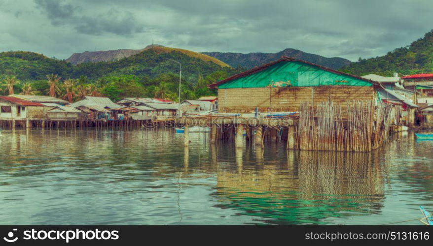 blur philippines house in the slum for poor people concept of poverty and degradations