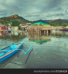 blur philippines house in the slum for poor people concept of poverty and degradations