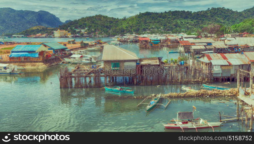 blur philippines house in the slum for poor people concept of poverty and degradations