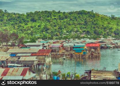 blur philippines house in the slum for poor people concept of poverty and degradations