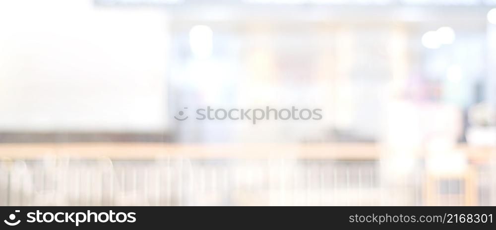 Blur retail store shop background, Blurred grocery product shelf backdrop copy space for business display advertise banner, Blurry cafe counter with abstract bokeh light wallpaper