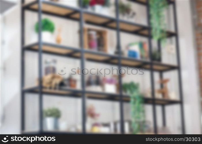 Blur shelf display interior of retail shop