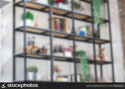 Blur shelf display interior of retail shop