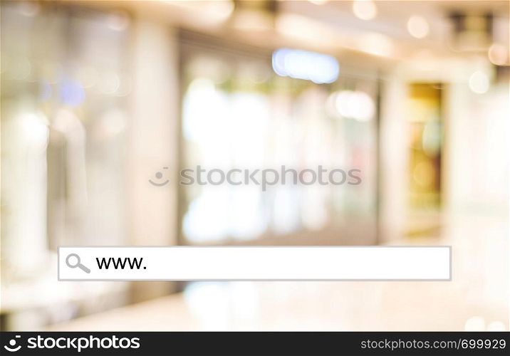 Blur store and bokeh light with address bar, online shopping background, business, E-commerce