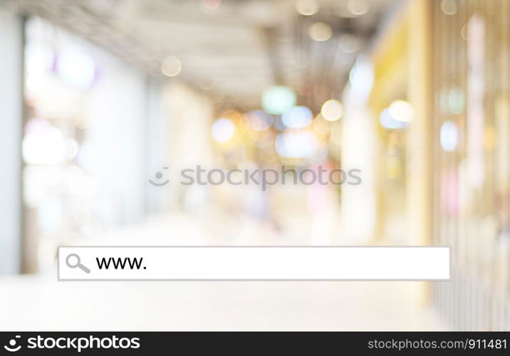 Blur store and bokeh light with address bar, online shopping background, business, E-commerce