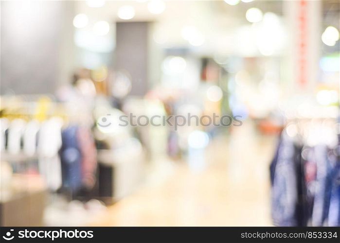 Blur store with bokeh light background, fashion zone, business concept
