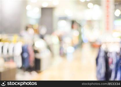 Blur store with bokeh light background, fashion zone, business concept
