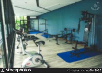 Blur the fitness room, the fitness is a vintage tone background image.